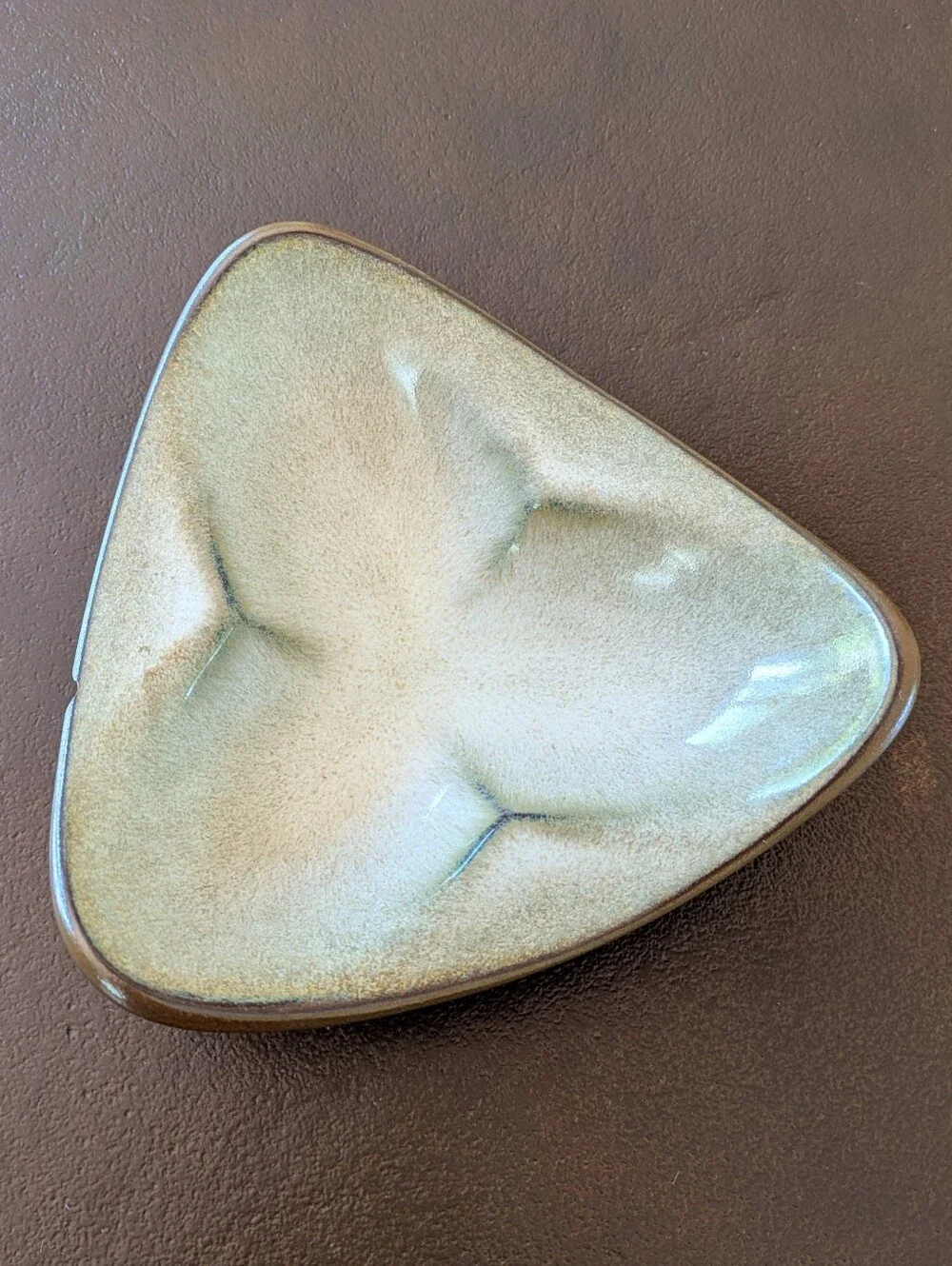 Vintage Ceramic Catch-all Dish in Pale Green And Brown